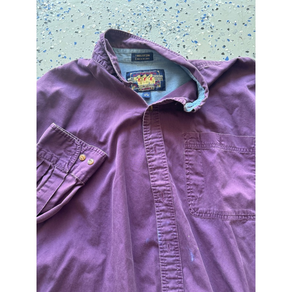 Ralph Lauren Chaps Button Down Shirt Cotton Casual Workwear Purple‎ 17 34/35